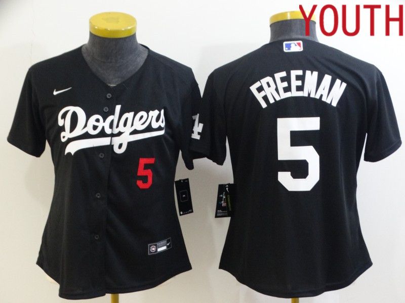 Youth Los Angeles Dodgers 5 Freddie Freeman Black Nike 2022 MLB Jersey